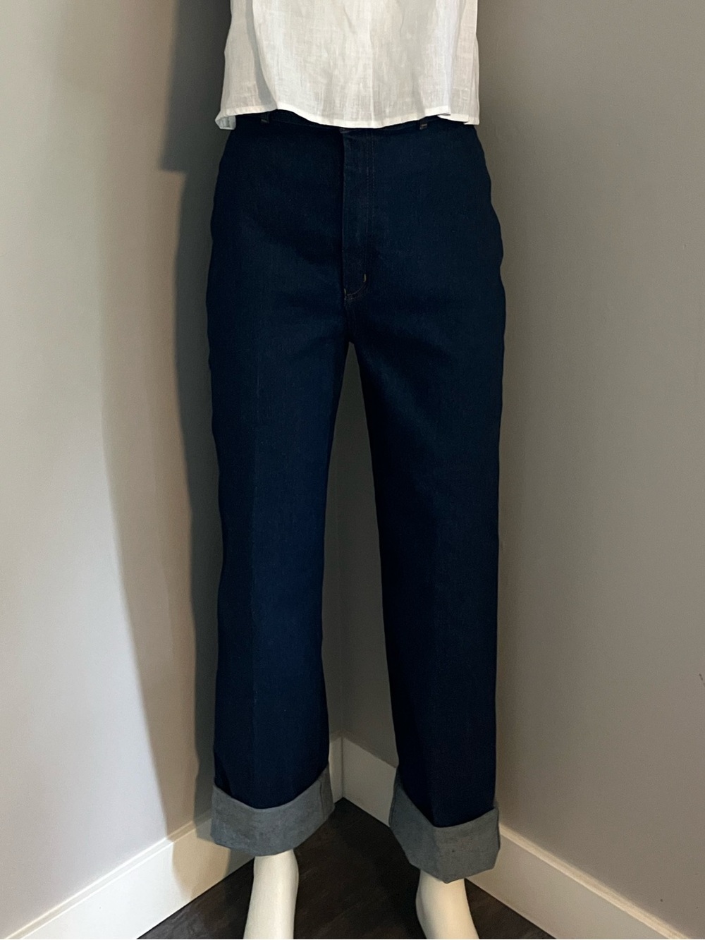 High-Rise Straight Leg Jeans in Dark Indigo